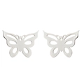 Minimalist silver butterfly stud earrings in hollowed stainless steel with mirror finish - Style 263 / Steel