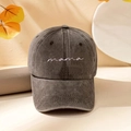 Berretto da baseball in cotone lavato grigio antracite con ricamo mama bianco per donna - Taglia unica / caffè