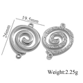 Ciondolo a spirale minimalista in acciaio argentato per la creazione di gioielli fai-da-te - Ciondolo a Spirale a Doppio Foro Colore Acciaio