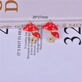 Leuke rood-witte emaille paddenstoel bedel met gouden rand voor DIY sieraden 20x27mm - Dubbele Paddestoel