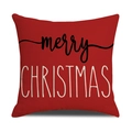 Red linen Christmas pillow cover with black merry and white CHRISTMAS lettering - Red Background - Merry Christmas