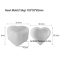 Translucent heart-shaped silicone resin mold set with deep base and matching lid - Heart Storage Box Mold with Lid J-283