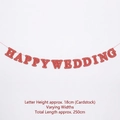 Red Happy Wedding banner for bridal room decoration, 18cm letters and 250cm long - Happy Wedding