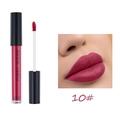 Detail of matte lip glaze 10# showing berry red texture and high coverage on lips - 10# Deep Berry Red