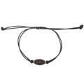 Adjustable black braided rope bracelet with a detailed American football charm for sports fans - White K Rugby Style (5927)