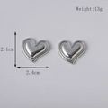 Vintage silver heart-shaped earrings for women, dimensions 2.1cm by 2.4cm and weight 13g - Heart Style (A080-Heart Silver) / Silver