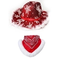 Sparkly red sequin cowboy hat with faux fur trim and paisley bandana Christmas set - Set 5 (Merry Christmas Sequin Style)
