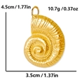 Gold stainless steel conch shell pendant for jewelry making with size and weight info - Conch / Gold