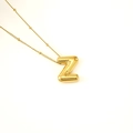 3D balloon style letter Z pendant necklace in polished gold finish with bead chain - Letter Z (S-P062-Z)