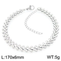 Bracciale a catena a spiga in argento in acciaio inossidabile con chiusura a moschettone - Stile Freccia Cuore Argento (KB206252-ZJZL)