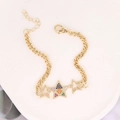 Macro detail of gold star bracelet with colorful zircon pavé and adjustable lobster clasp - Smiley Star Combination (11#)