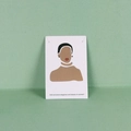 Close-up of paper jewelry display card featuring an abstract female illustration design - 6x9cm