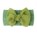 Detail showing high-elastic knit baby turban with green layered chiffon bow knot - Green