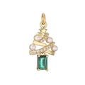 Detail of Christmas tree pendant with gold finish, white pearls and green gemstone - Gold Christmas Tree Pendant with Green Baguette Zirconia and Pearl