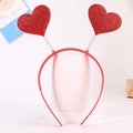 Sparkly red glitter double heart headband with spring accents for Valentines Day - Smooth Glitter Heart Headband