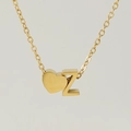 Collier minimaliste en acier inoxydable plaqué or 18K avec pendentif cœur et lettre Z - Lettre Z(Z) / Or