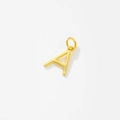 Detailed view of a gold-plated letter A pendant with high-quality polished metallic finish - Letter A / 925 Silver
