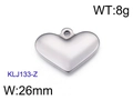 Polished silver heart-shaped stainless steel pendant weighing 8g and 26mm wide - Extra Large Silver Heart Pendant (KLJ133-Z)