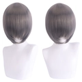 Zilver grijze korte bob cosplay pruik voor gezichtsomlijsting, dikke styling pruik - Zilverijs