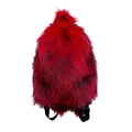 Rucksack aus Kunstpelz in Rot und Schwarz mit langer Plüschstruktur und Trägern - Rot / 33x12x44cm