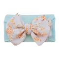 Infant nylon headband with large light purple floral print bow and blue elastic band - #22 Tiny Floral