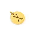 Polished gold circular stainless steel pendant with a hollowed-out letter X design - Letter X (X-Pendant)