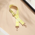 Adjustable woven bag strap with yellow and white geometric wave patterns and gold hooks - Yellow and White W (Gold Buckle)