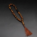 Traditional tiger eye tasbih prayer beads with decorative brown silk tassel - Tiger Eye