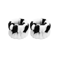 Detail of plush black and white striped absorbent wristbands for washing face - Cow Pattern - Wristbands Pair