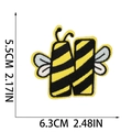 Detailed view of yellow bee embroidery patch showing 5.5cm x 6.3cm size measurements - Letter N Style (XT287)
