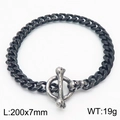 Cuban chain titanium steel bracelet with skull OT clasp in vintage silver finish - Skull Bone Toggle Clasp Cuban Link Style (KB179416-Z)