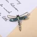 Detalle de broche de libélula vintage en plata con nácar y concha de abulón multicolor - Estilo 3-Nácar