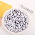 White spherical acrylic beads with black patterns for DIY jewelry making and kids crafts - 12mm White Black Tennis (50pcs)