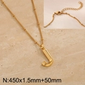Golden titanium steel necklace with 3D letter J pendant and fine beaded chain details - Gold Letter J (KN287031-Z)