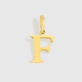 Ciondolo lettera F in acciaio inossidabile placcato oro 18k con anello superiore - Lettera F (ZP30271) / Argento