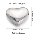 Detailed size specifications for silver heart-shaped copper charm with 20mm height - Ysn025-08 / 18K Gold