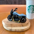 Detailed mini die-cast motorcycle model keychain pull-back toy for desk display decor - Pullback Motorcycle - Blue