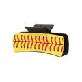 Fermaglio per capelli da donna in finta pelle con motivo baseball giallo e cuciture rosse - Cucitura Baseball Gialla