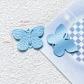 Light blue sea salt butterfly alloy pendant with detailed relief texture, 30.5mm size - 41# Large Silver Butterfly