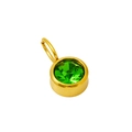 Minimalist gold stainless steel round pendant with green faceted zircon stone inlay - August (ZA2171G)