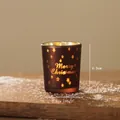 Photophore de Noël en verre dépoli marron avec motif Merry Christmas et étoiles - 5.5*6.5cm / Style de Noël café Joyeux (HG18-822)