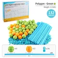 Kit costruzione fortino 132 pezzi con palline verdi e aste blu per bambini - Verde Poligonale e Arancione Poligonale