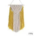 Handmade bohemian wall hanging tapestry in beige and yellow with cotton rope and tassels - Yellow Cloud Tapestry