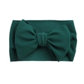 Dark green waffle fabric baby headband with a large bow detail on white background - Dark Green