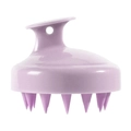 Purple silicone scalp massager brush with ergonomic ring handle for hair washing - Normal Purple