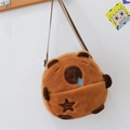 Brown plush capybara crossbody bag with sleepy expression and cute blue bubble detail - Star Bag Runny Nose Style / 20cm
