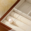 Elegant S925 silver necklace with a round white pearl displayed in a wooden jewelry box - 10mm / White Gold