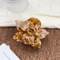 Elegant floral acetate hair claw clip with amber brown and pink tortoise shell pattern - 8.8cm / Colorful Brown