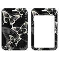 Butterfly ID card holder with hard sliding cover and lanyard in black and white pattern - Black/White Butterfly Card Holder