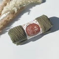 Olive green pleated wrinkle cotton scarf with elegant floral paper band packaging - Style #111